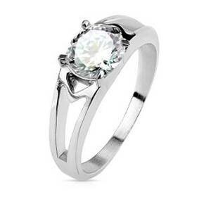 Šperky4U Ocelový prsten s čirým zirkonem - velikost 52 - OPR1702-52