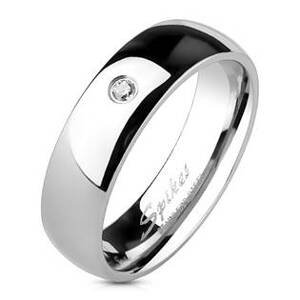 Spikes USA Ocelový prsten se zirkonem, šíře 6 mm - velikost 49 - OPR1405-49
