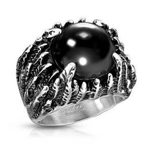 Šperky4U Pánský ocelový prsten s černým kamenem - velikost 72 - OPR0126-72