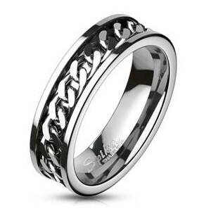 Šperky4U OPR0144 Pánský ocelový prsten řetěz - velikost 65 - OPR0144-65