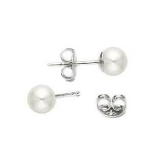NUBIS® Stříbrné perlové náušnice - bílé perly 6 mm - NBP1010