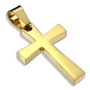 Šperky4U Zlacený ocelový přívěšek - kříž - OPP1755-GD