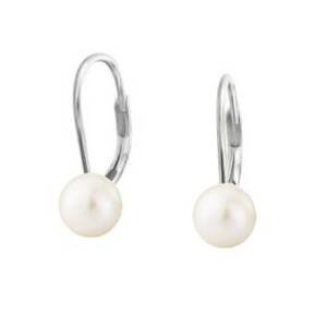 NUBIS® Stříbrné perlové náušnice - bílé perly 6 mm - NBP1015