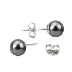 NUBIS® Stříbrné náušnice - šedé perly 6 mm - NBP1028-06