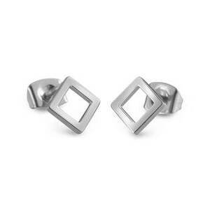 Šperky4U Ocelové geometrické náušnice čtverce - OPN1719-ST