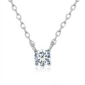 NUBIS® Stříbrný náhrdelník s kulatým čirým kamenem - NB-2091-C