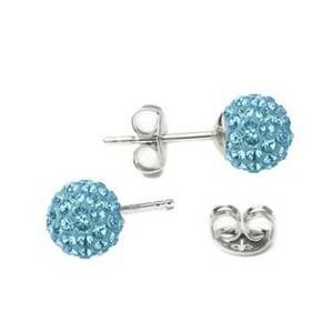 NUBIS® Stříbrné náušnice kuličky Crystals from Swarovski® Light Turquoise - SWAG06-LT