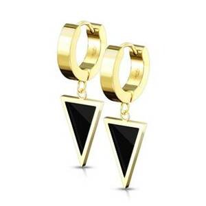 Šperky4U Zlacené ocelové náušnice kroužky s trojúhelníky - OPN1723-GD