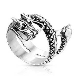Šperky4U Pánský ocelový prsten - drak - velikost 60 - OPR1836-60