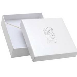 Šperky4U Bílá dárková krabička na soupravu, stříbrný anděl - KR0359-ST