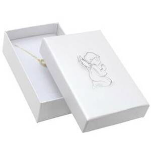 Šperky4U Bílá dárková krabička na soupravu, stříbrný anděl - KR0360-ST