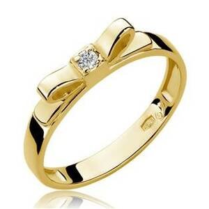 NUBIS® Zlatý prsten mašlička s diamantem - velikost 51 - W-290G-51