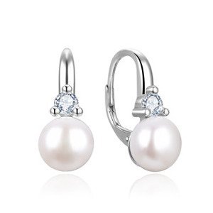 NUBIS® Stříbrné perlové náušnice se zirkony - NB-3026