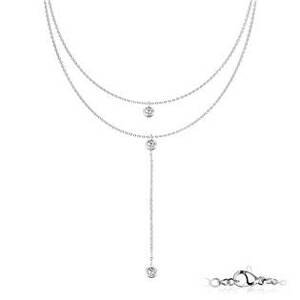Šperky4U Dvojitý ocelový náhrdelník se zirkony - OPD0229-ST