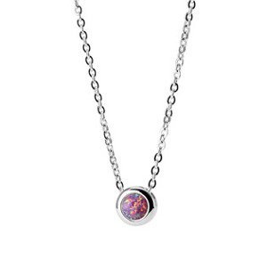 Šperky4U Ocelový náhrdelník s opálem růžové barvy - OPD0011-OP22