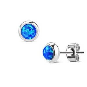 Šperky4U Ocelové náušnice s modrými opály - OPN1436-OP05