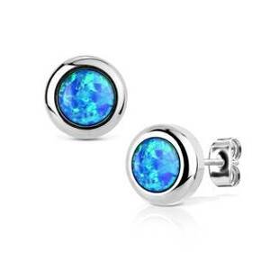Šperky4U Ocelové náušnice s modrými opály - OPN1315-OP05