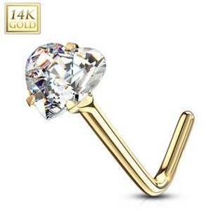 Šperky4U Zlatý piercing do nosu - čirý zirkon, Au 585/1000 - ZL01192C-YG
