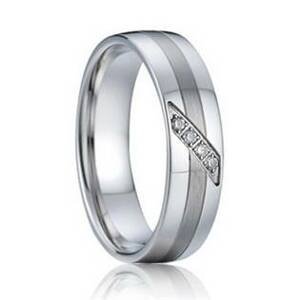 7AE AN1004 Dámský snubní prsten se zirkony - velikost 48 - AN1004-D-48