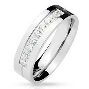 Šperky4U Ocelový prsten se zirkony - velikost 70 - OPR1662-70