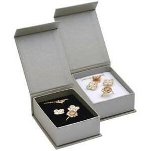 Šperky4U Dárková krabička na soupravu stříbrná, magnetické zavírání - KR0382-AG
