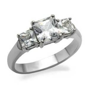 Šperky4U Ocelový prsten s hranatými zirkony - velikost 52 - AL-0007-52