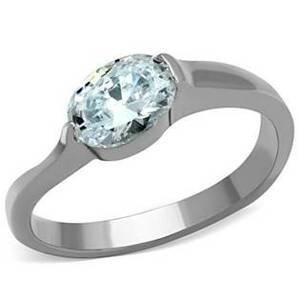 Šperky4U Ocelový prsten s oválným zirkonem - velikost 62 - AL-0016-62