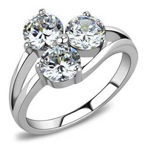 Šperky4U Ocelový prsten se 3mi zirkony - velikost 62 - AL-0035-62