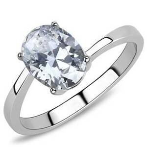 Šperky4U Ocelový prsten se oválným zirkonem - velikost 62 - AL-0037-62