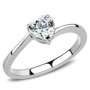 Šperky4U Ocelový prsten se srdíčkovým zirkonem - velikost 52 - AL-0038-52