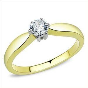 Šperky4U Zlacený ocelový prsten se zirkony - velikost 55 - AL-0040-55