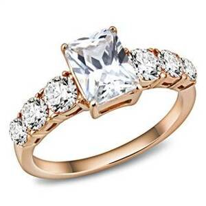 Šperky4U Zlacený ocelový prsten se zirkony - velikost 55 - AL-0042-55