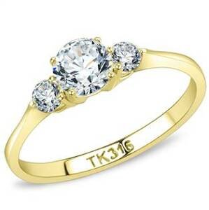 Šperky4U Zlacený ocelový prsten se zirkony - velikost 52 - AL-0046-52