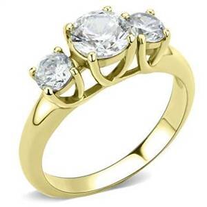 Šperky4U Zlacený ocelový prsten se zirkony - velikost 60 - AL-0048-60