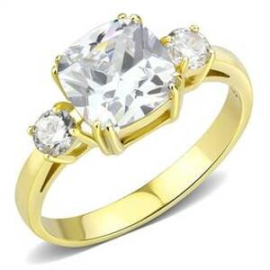 Šperky4U Zlacený ocelový prsten se zirkony - velikost 57 - AL-0049-57