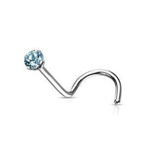 Šperky4U Zahnutý piercing do nosu - titan, kamínek 2 mm - TIT1063Q-020