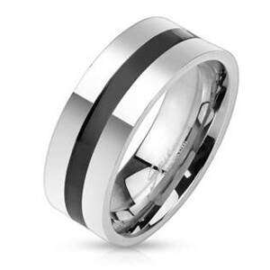 Šperky4U Ocelový prsten s černým pruhem - velikost 65 - OPR1512-65