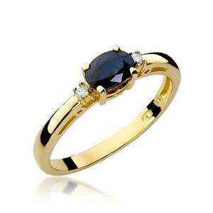 NUBIS® Zlatý prsten s diamanty a safírem - W-006YS