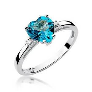 NUBIS® Zlatý prsten s diamanty a topazem - W-012WT