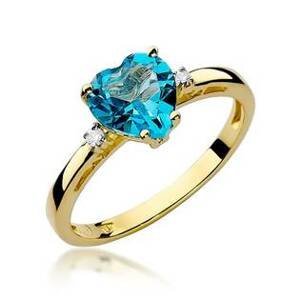 NUBIS® Zlatý prsten s diamanty a topazem - W-012GT