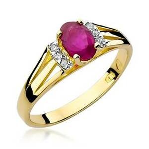 NUBIS® Zlatý prsten s diamanty a rubínem - W-005GR