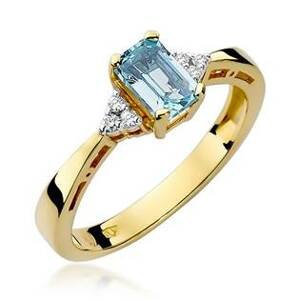 NUBIS® Zlatý prsten s diamanty a topazem - W-002GT