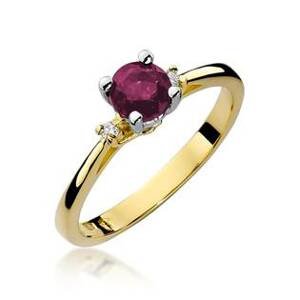 NUBIS® Zlatý prsten s diamanty a rubínem - W-017GR