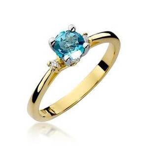 NUBIS® Zlatý prsten s diamanty a topazem - W-017GT