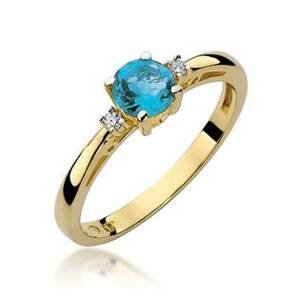 NUBIS® Zlatý prsten s diamanty a topazem - W-010GT