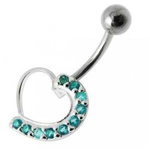 Šperky4U Stříbrný piercing do pupíku - srdce - BP01031-Q