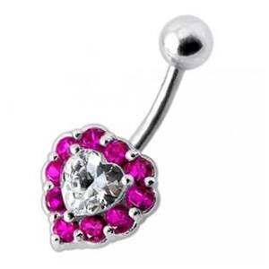 Šperky4U Stříbrný piercing do pupíku - srdce - BP01033-F