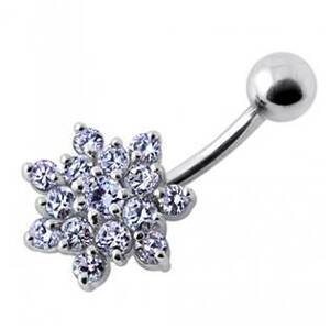 Šperky4U Stříbrný piercing do pupíku - kytička - BP01032-TZ
