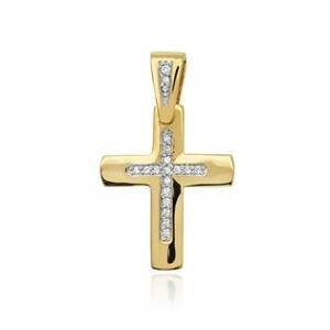 NUBIS® Diamantový přívěšek křížek, žluté zlato a brilianty - K-002-YG