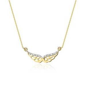 NUBIS® Diamantový náhrdelník andělská křídla, žluté zlato a brilianty - C-001-YG